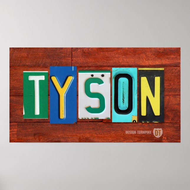 TYSON License Plate Lettering Name Sign Poster (Front)
