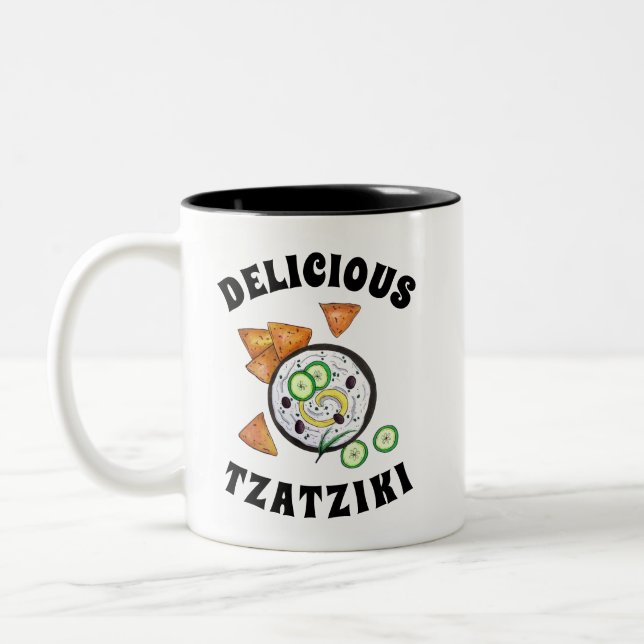 Tzatziki Greek Meze Dip Mediterranean Food Greece Two-Tone Coffee Mug (Left)