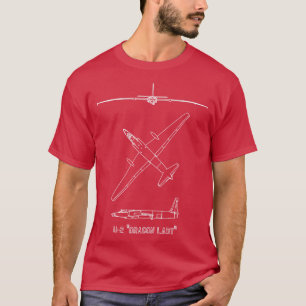 U2 Dragon Lady American Spy Plane Blueprints T-Shirt