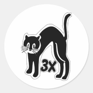u48 cat times 3 classic round sticker