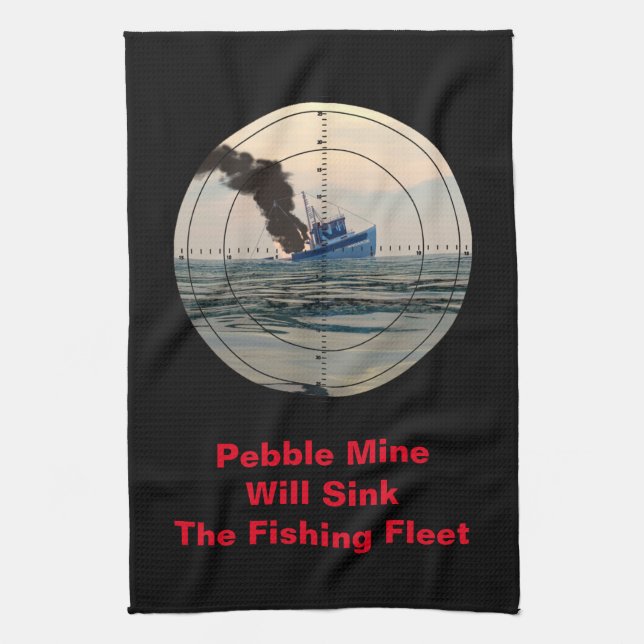 U-29 - Stop Pebble Mine Tea Towel (Vertical)