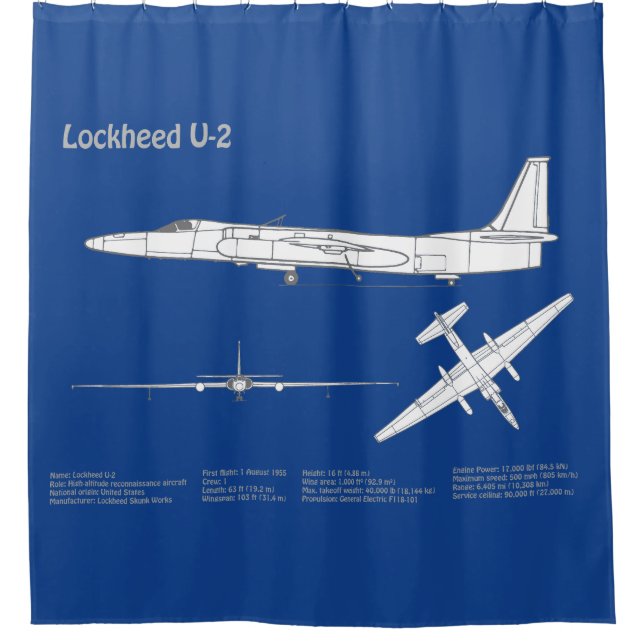 U-2 Dragon Lady - Aeroplane Blueprint Plans ABD Shower Curtain (Front)