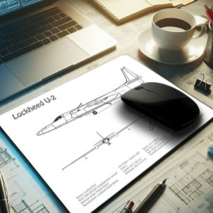 U-2 Dragon Lady - Aeroplane Blueprint Plans BD Mouse Mat