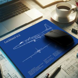 U-2 Dragon Lady - Airplane Blueprint Plans AD Mouse Mat