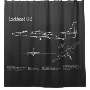 U-2 Dragon Lady - Airplane Blueprint Plans PD Shower Curtain
