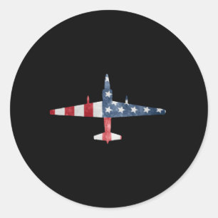 U-2 Dragon Lady Spy Plane American Flag Military Classic Round Sticker