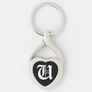 "U" Black Heart Keychain