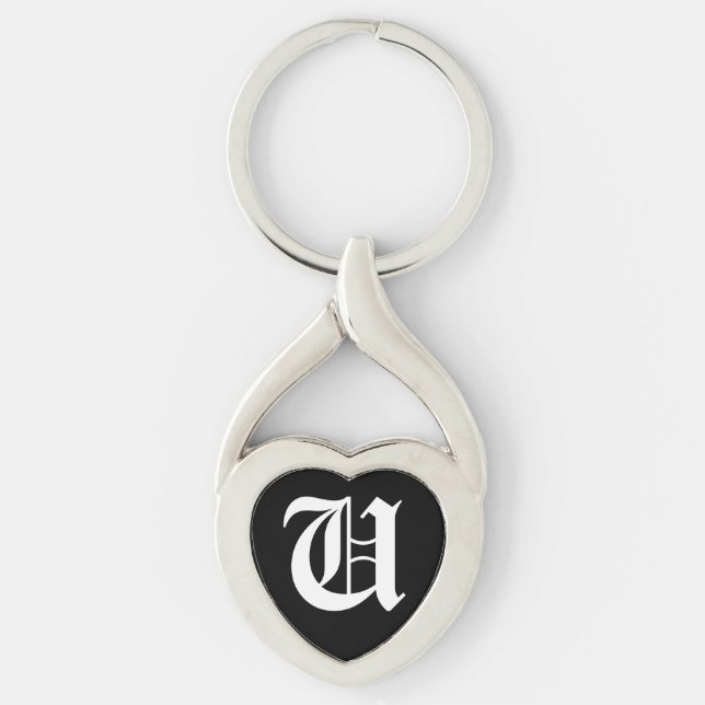 "U" Black Heart Keychain (Front)