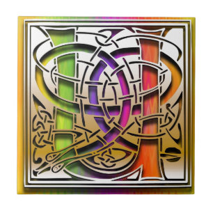 U Celtic Rainbow Custom Monogram Tile