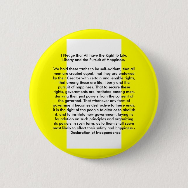 !!! U Create Declaration of Independence 6 Cm Round Badge (Front)