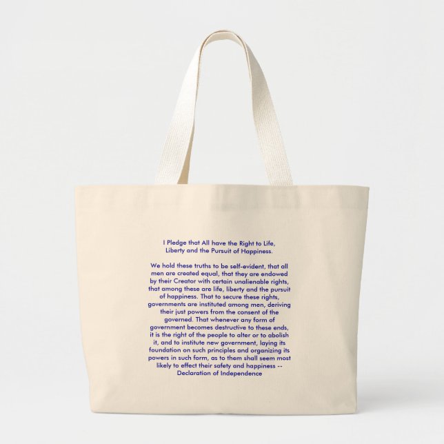 !!! U Create Declaration of Independence Large Tote Bag (Front)