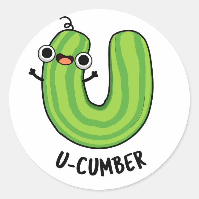 U-cumber Funny Cucumber Pun  Classic Round Sticker (Front)