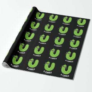 U-cumber Funny Cucumber Pun Dark BG Wrapping Paper