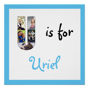 U is for Name Blue Photo Poster