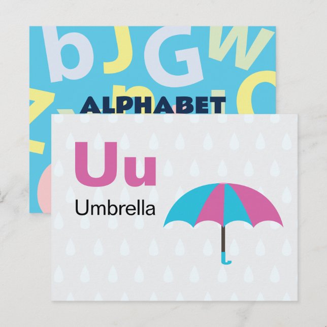 U is for Umbrella - Alphabet Flash Card (Front/Back)