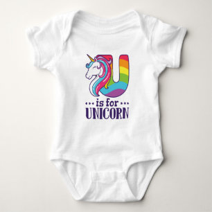 U is for Unicorn Alphabet Baby Bodysuit