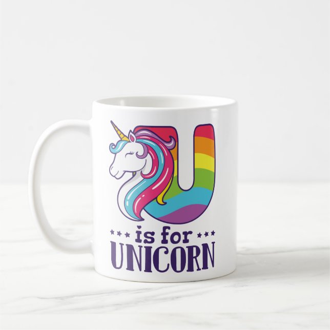 U is for Unicorn Alphabet Coffee Mug (Left)