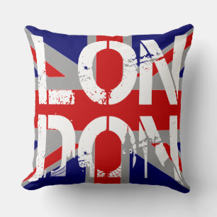 U.k Flag London and famous landmarks Cushion