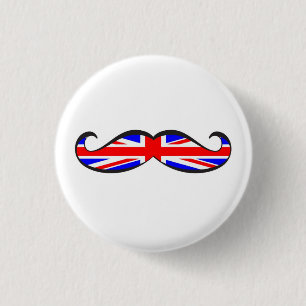 U.K. Flag Moustache 3 Cm Round Badge