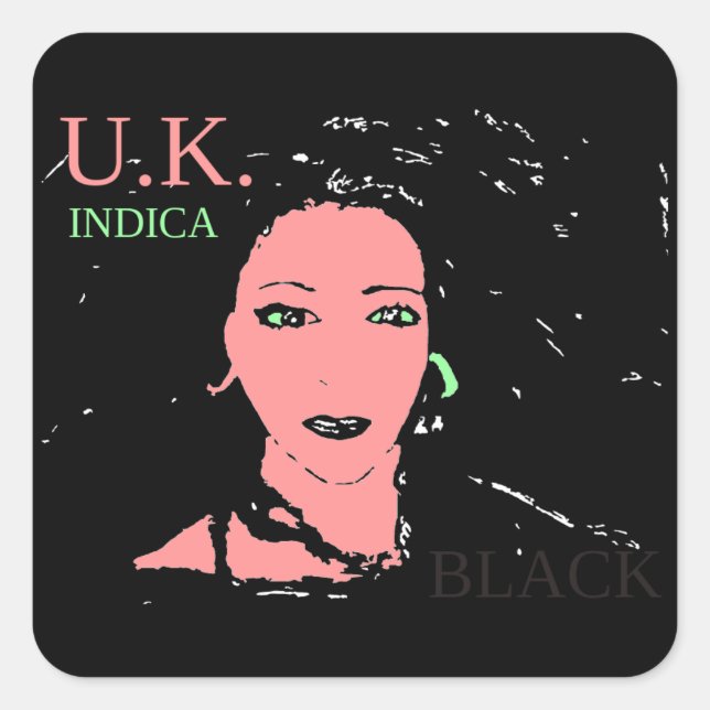 U.K. INDICA BLACK SQUARE STICKER (Front)