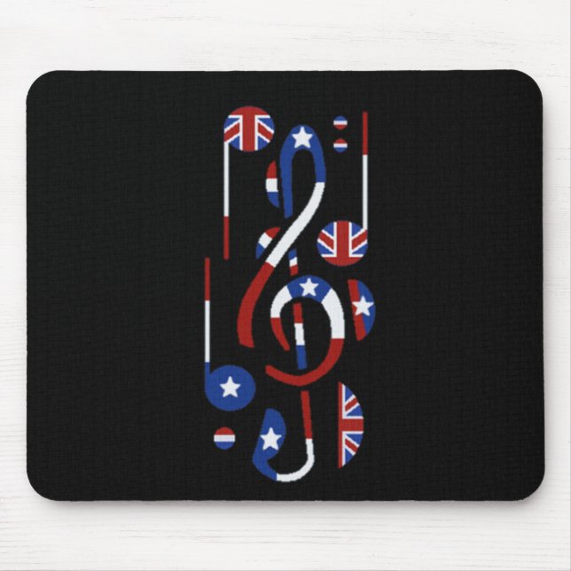 U.K. & USA Music Notes Mouse Mat (Front)