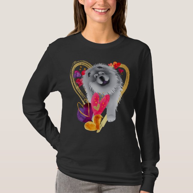 U MAKE MY HEART GO BLING - Blue Chow blk shirts  (Front)