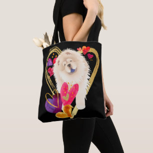 U MAKE MY HEART GO BLING - Cream Chow tote  Bag