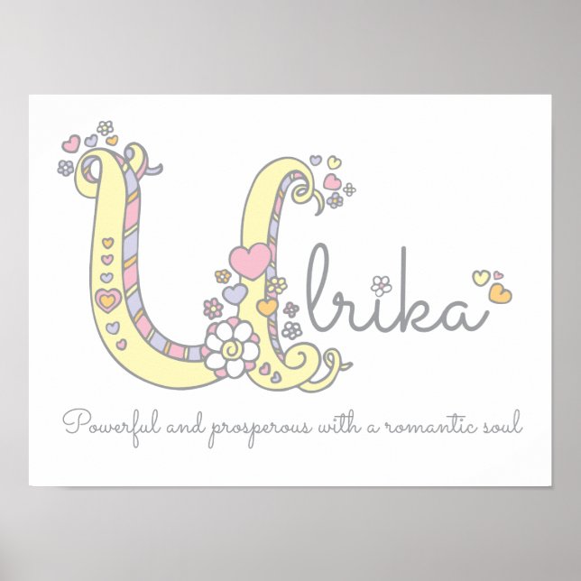 U monogram art Ulrika girls name meaning poster (Front)