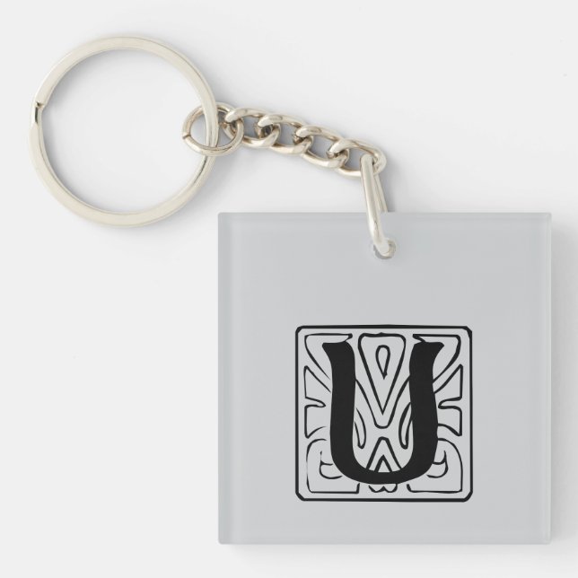 U Monogram black Key Ring (Front)