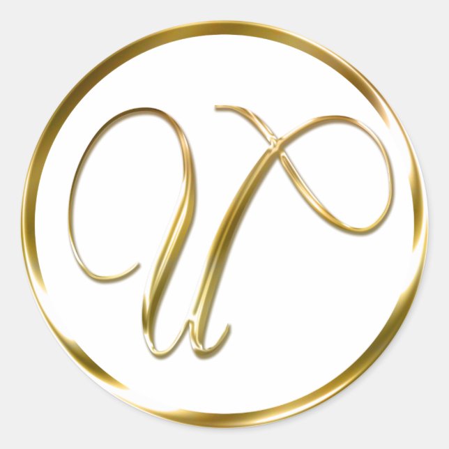 U Monogram Faux Gold Envelope Or Favour Seal (Front)