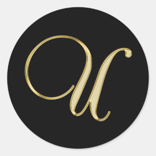 U monogram gold classic round sticker