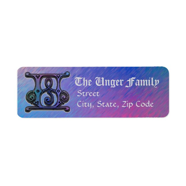 U Monogram "Old World Blue" design Address Lables (Front)