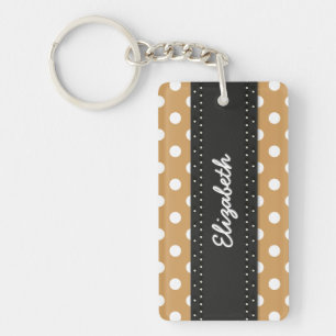 U pick Background Colour Polka Dots White Key Ring
