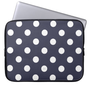 U pick Background Colour Polka Dots White Laptop Sleeve