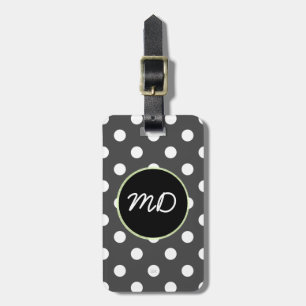 U pick Background Colour Polka Dots White Luggage Tag