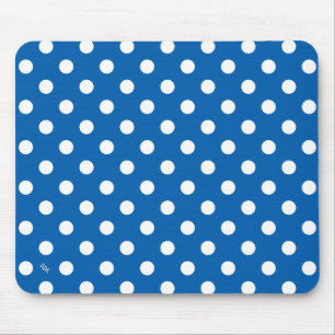 U pick Background Colour Polka Dots White Mouse Mat