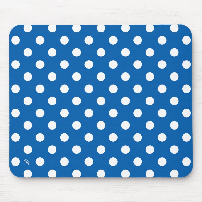 U pick Background Colour Polka Dots White Mouse Mat (Front)