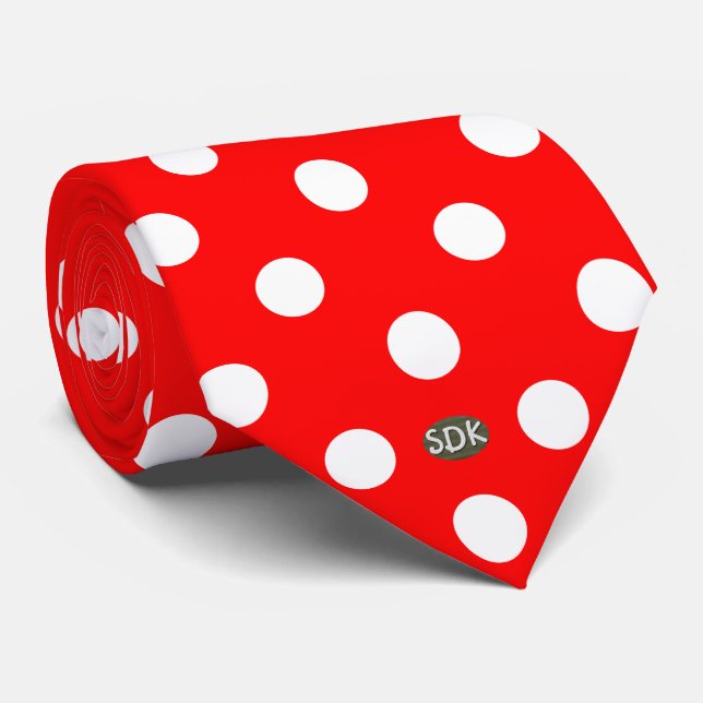 U pick Background Colour Polka Dots White Tie (Rolled)