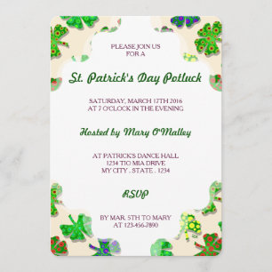 U-pick Colour/ Exotic Irish Shamrocks 4 Leaf Clove Invitation