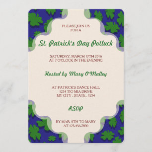 U-pick Colour/ Green Good Luck Irish 4 Leaf Clover Invitation
