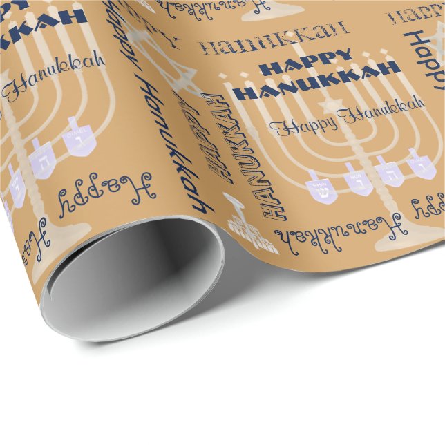 U Pick Colour/ Happy Hanukkah Symbols & Text Wrapping Paper (Roll Corner)