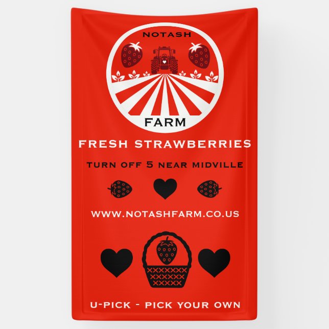 U-Pick Strawberry Farm Promotion Banner (Vertical)