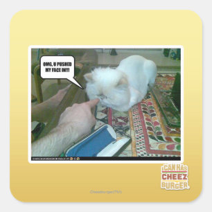 U pushed my face in! square sticker