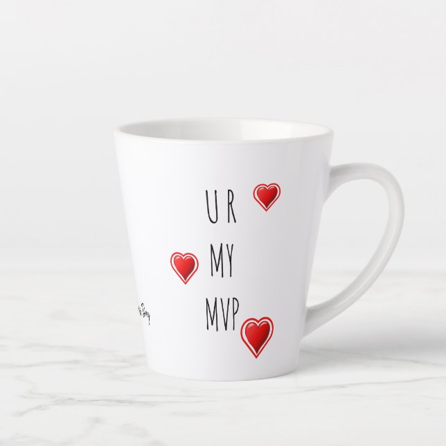 U R MY MVP Modern Christian Valentine Monogram Latte Mug (Right)
