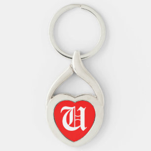 "U" Red Heart Keychain