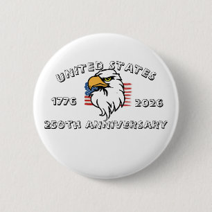 U.S.A. 250th Anniversary Commemorative 4th of July 6 Cm Round Badge