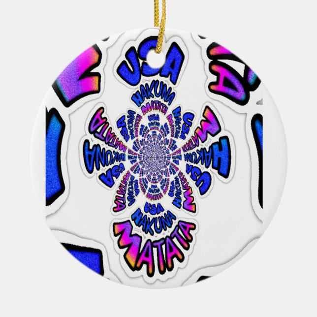 U.S.A beautiful amazing text quote design Ceramic Tree Decoration (Front)