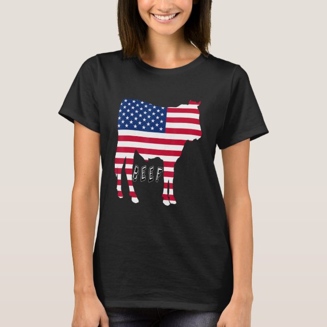 U S A Beef Proud Bull Flag   Carnivore T-Shirt (Front)
