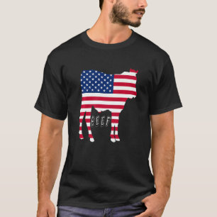 U S A Beef Proud Bull Flag Carnivore T-Shirt