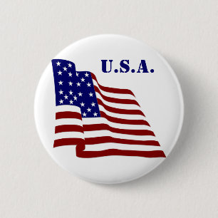 U.S.A. Flag 6 Cm Round Badge